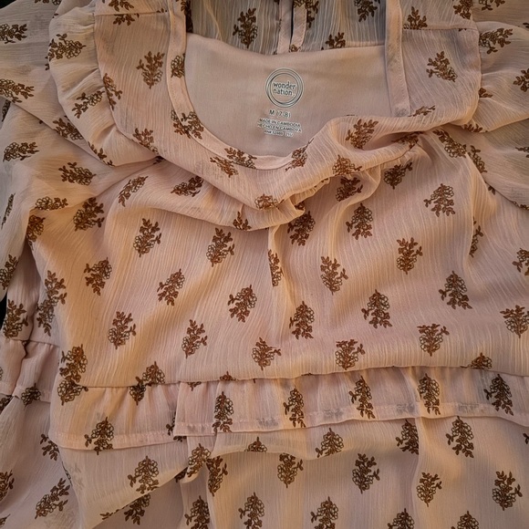 Wonder Nation Girls Pink Chiffon Peasant Dress Size 7-8 (Zara Look Alike!) - Picture 4 of 4